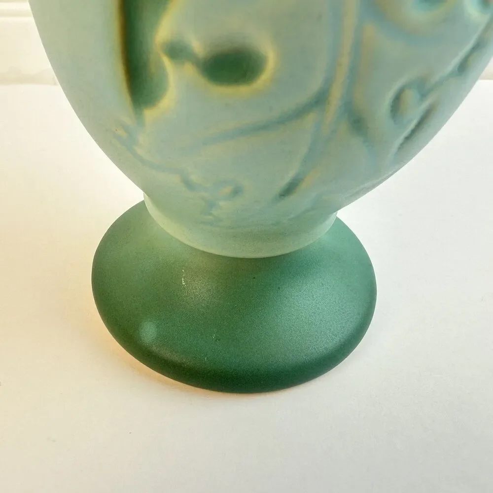 Vintage Roseville Pottery Aqua Blue Green Silhouette Vase With Oak Leaves 779-5